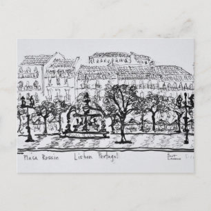 Town Square Placa Rossio   Lissabon, Portugal Briefkaart