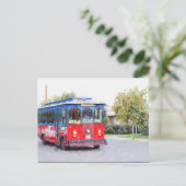 Town Trolley Waterverf Briefkaart (Staand voorkant)