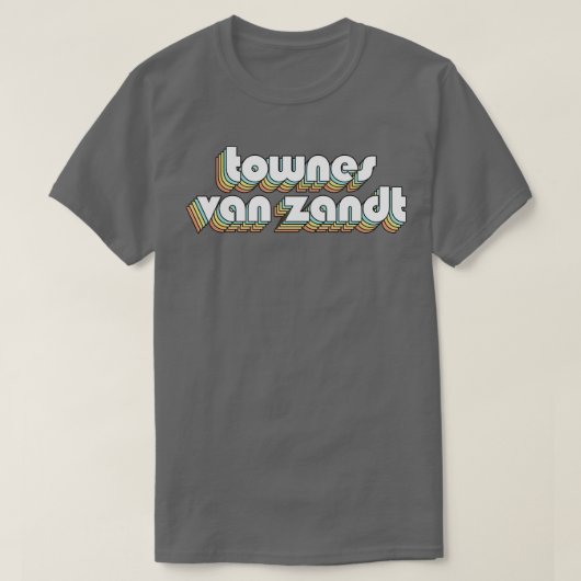 Townes Van Zandt Retro Rainbow Typography Faded St T-shirt (Design voorkant)