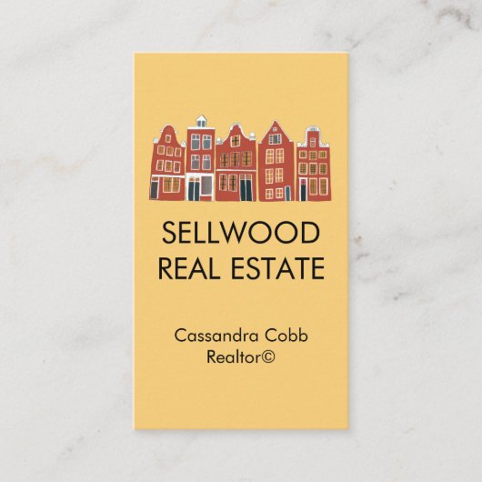 Townhouse Modern Real Estate Broker Agent Realtor Visitekaartje (Voorkant)