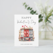 Townhouse Valentijnsdag onroerend goed promotionee Feestdagenkaart (Staand voorkant)