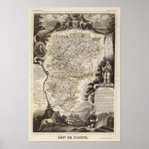 Towns en steden tonen Kleur langs grenzen Poster