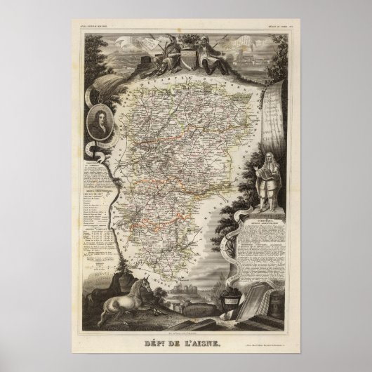 Towns en steden tonen Kleur langs grenzen Poster (Voorkant)