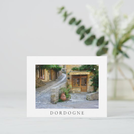 Townscape in het witte briefkaart Dordogne (Staand voorkant)