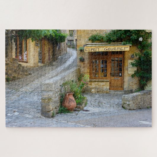 Townscape met winkel in Dordogne, Frankrijk Legpuzzel (Horizontaal)