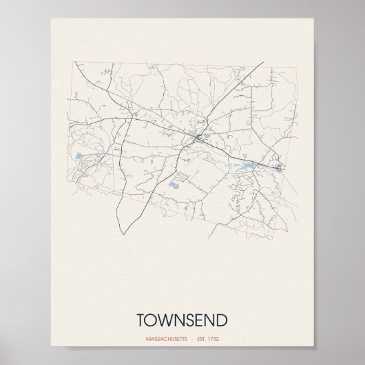 Townsend Massachusetts Straatkaart Poster (Voorkant)
