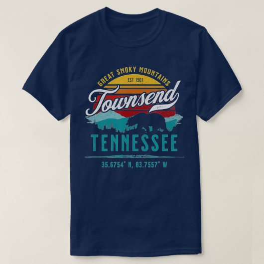 Townsend Tennessee Retro Great Smoky Mountains Bea T-shirt (Design voorkant)