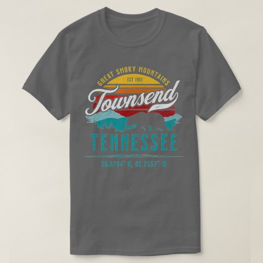 Townsend Tennessee Retro Great Smoky Mountains Bea T-shirt (Design voorkant)