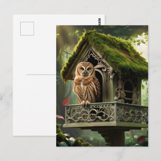 Towny uil en huis briefkaart (Voorkant / Achterkant)