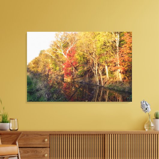 Towpath Autumn Glory (Ohio) Canvas Print (Insitu (Woonkamer))