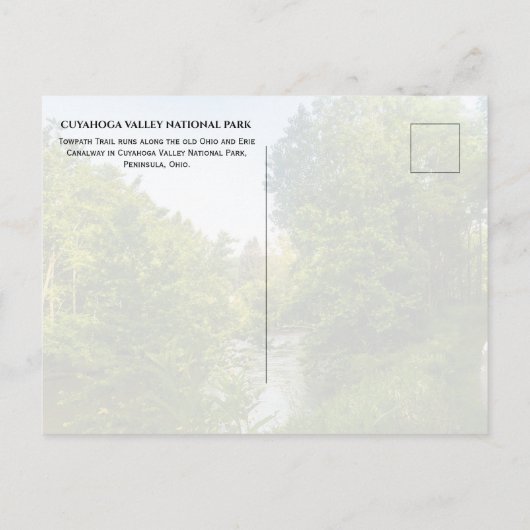 Towpath Trail, Canalway, Cuyahoga Valley, Ohio Briefkaart (Achterkant)