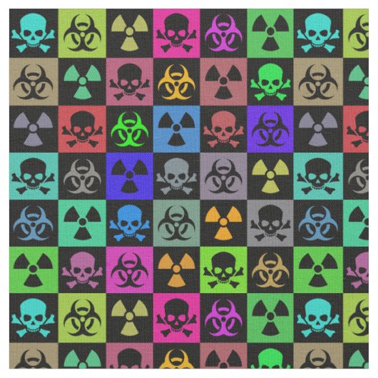 Toxic Skulls goth punk Kunst Stof (Close Up)