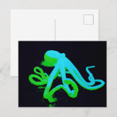 Toxisch afval groene octopus briefkaart (Voorkant / Achterkant)