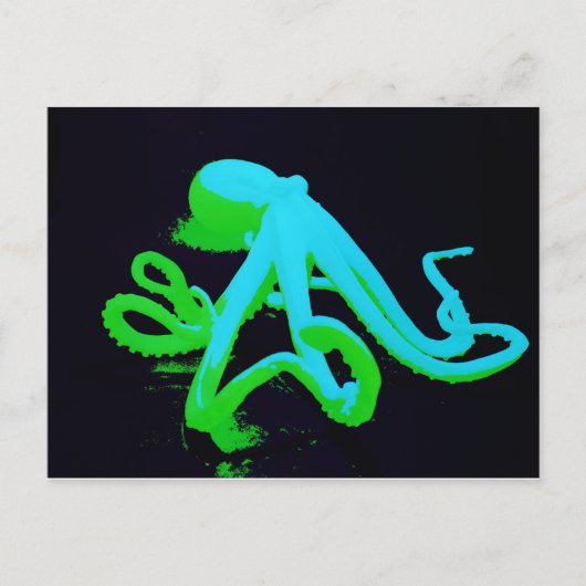 Toxisch afval groene octopus briefkaart (Voorkant)