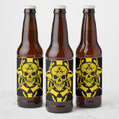 Toxisch grijpen Bio Hazard Schedel Bier Etiket (Flessen)