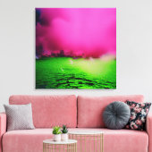 Toxisch groen landschap en paarse wolken canvas afdruk (Insitu (Woonkamer))