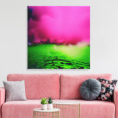 Toxisch groen landschap en paarse wolken canvas afdruk (Insitu (Woonkamer))