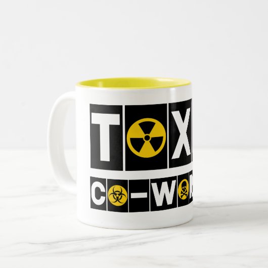 Toxische co-Worker B/Y-Mok Tweekleurige Koffiemok (Voorkant links)