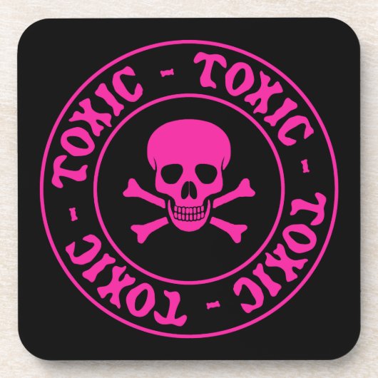 Toxische roze schedel en kruisbeenderen bier onderzetter (Voorkant)