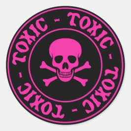 Toxische Roze Schedel en Kruisbeenderen Sticker