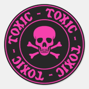 Toxische Roze Schedel en Kruisbeenderen Sticker