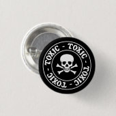 Toxische schedel en kruisbeenderen ronde button 3,2 cm (Voorkant /achterkant)