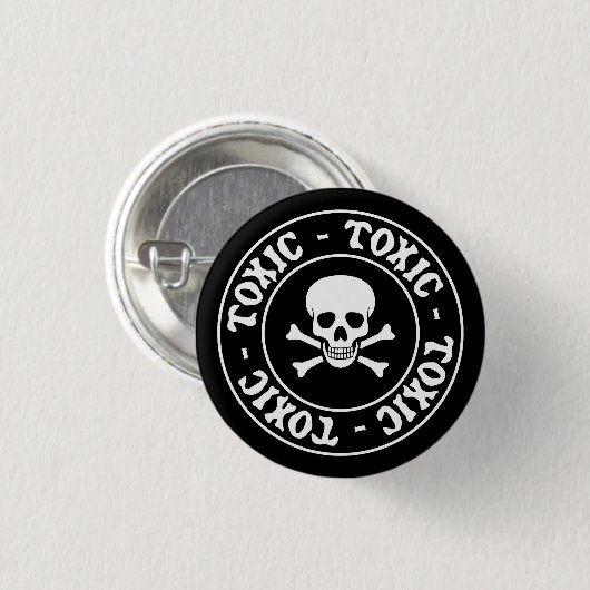 Toxische schedel en kruisbeenderen ronde button 3,2 cm (Voorkant /achterkant)