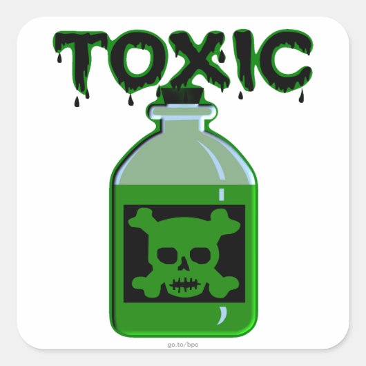 Toxische schedel en kruisgraten groene giffles vierkante sticker (Voorkant)