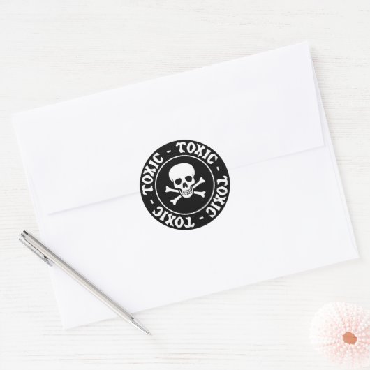 Toxische schedel ronde sticker (Envelop)