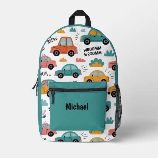 Toy Cars Bookbag for Kids, Michael Backpack Boys Bedrukte Rugzak (Voorkant)