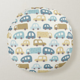 Toy Cars & Trucks | Dusty Blue Beig Rond Kussen