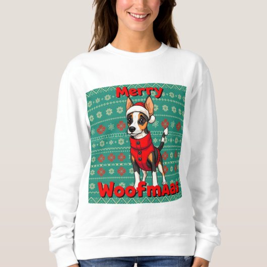 Toy Fox Terrier Merry Woofmas Trui (Voorkant)
