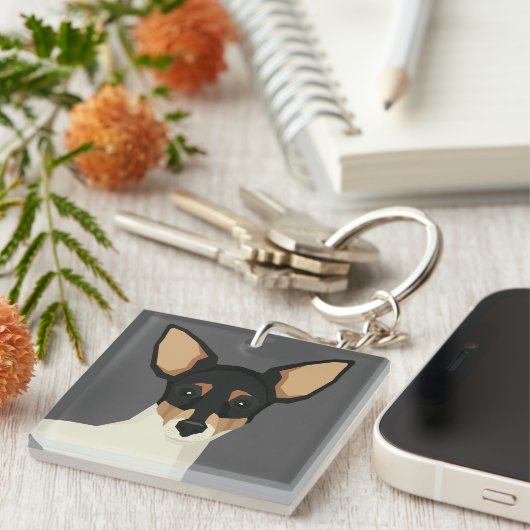 Toy Fox Terrier Sleutelhanger (Voorkant Rechts)