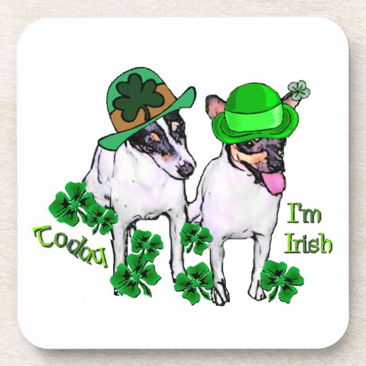 Toy Fox Terrier St Pattys Drankjes Onderzetter (Voorkant)