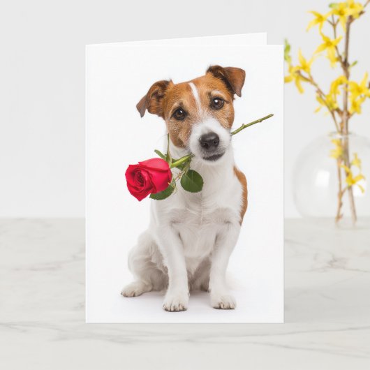 Toy Fox Terrier Valentijnsdag Kaart (Gele Bloem)