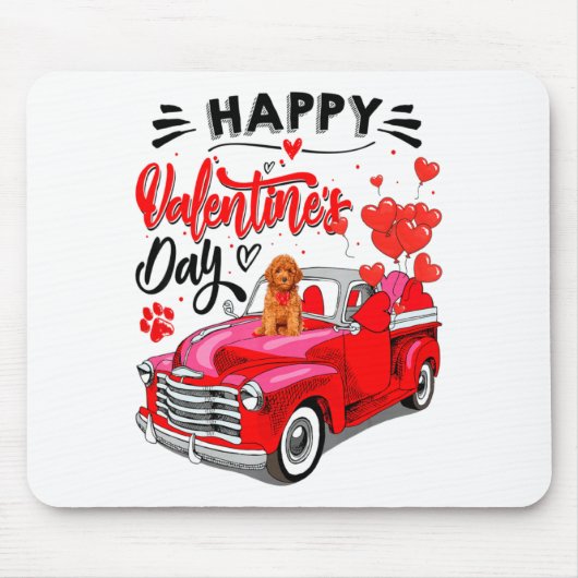 Toy Odle Heart Red Truck Happy Valentine Day Dog  Muismat (Voorkant)