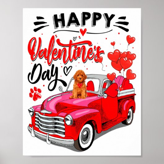 Toy Odle Heart Red Truck Happy Valentine Day Dog  Poster (Voorkant)