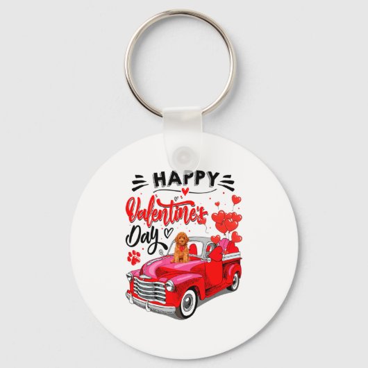 Toy Odle Heart Red Truck Happy Valentine Day Dog  Sleutelhanger (Voorkant)