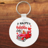 Toy Odle Heart Red Truck Happy Valentine Day Dog  Sleutelhanger (Voorkant)