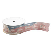 Toy Pink Christmas Locomotive Winter Scene Grosgrain Lint (Spoel)