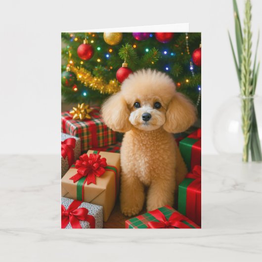 Toy Poodle Holiday Card Feestdagen Kaart (Voorkant)