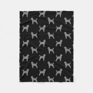 Toy Poodle Hond Silhouetten Patroon Zwart en Grijs Fleece Deken