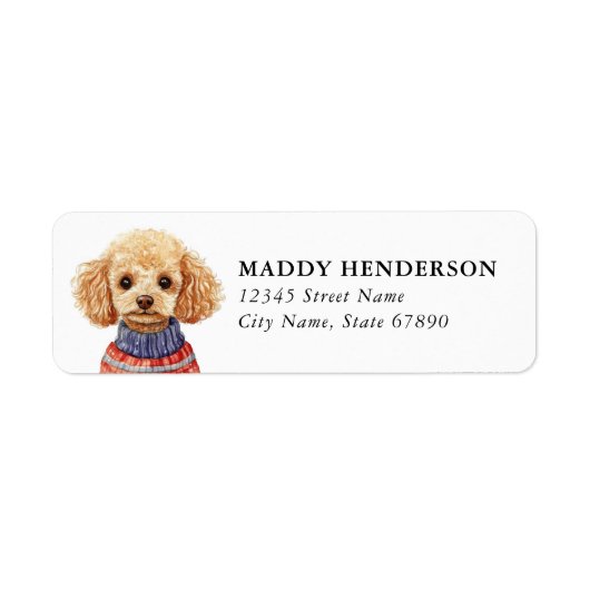 Toy Poodle Retouradreslabels Etiket (Voorkant)