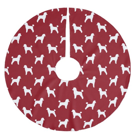 Toy Poodle Silhouet Patroon Rood Kerstboom Rok (Voorkant)