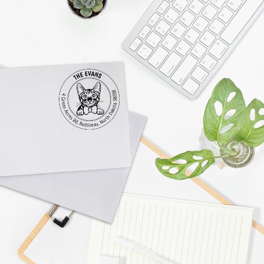 Toyger Cat Family Retouradres Rubberstempel