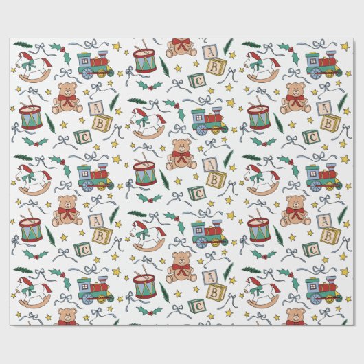 Toyland Classic Kerst Nostalgisch Speelgoed Cadeaupapier (Vlak)