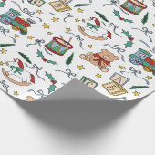 Toyland Classic Kerst Nostalgisch Speelgoed Cadeaupapier (Hoek)