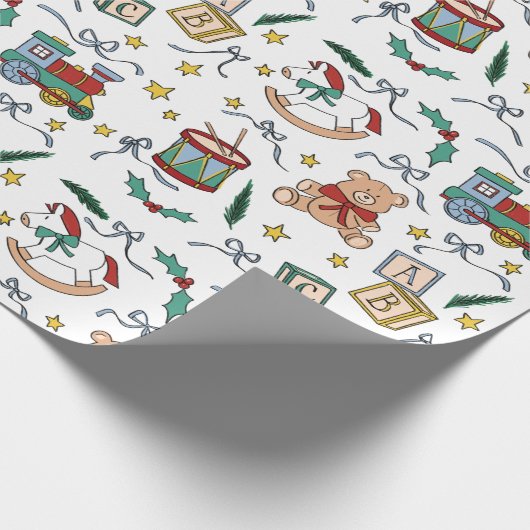 Toyland Classic Kerst Nostalgisch Speelgoed Cadeaupapier (Hoek)