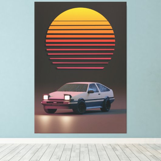 Toyota AE86 uit Initiaal-D Anime Canvas Afdruk (Insitu (Houten vloer))