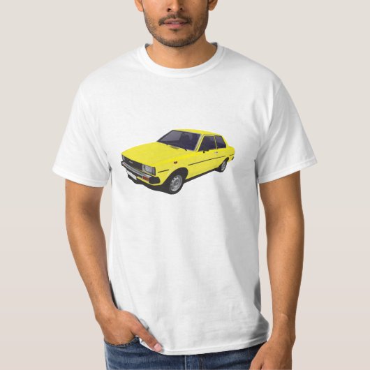Toyota Corolla DX KE70 2-deurengeel t-shirt (Voorkant)